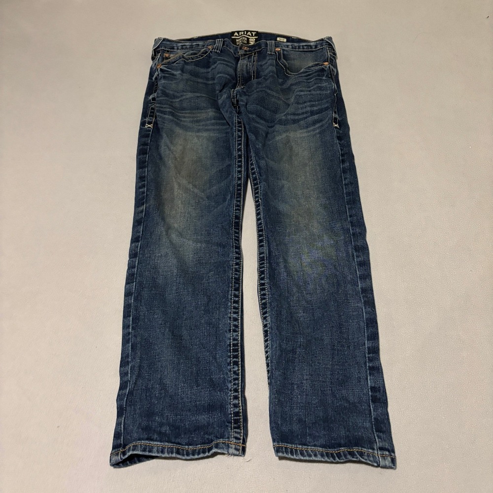 Ariat M8 Modern Mens 36x30 Slim Leg Jeans Medium Wash Denim Blue Cowboy Rodeo